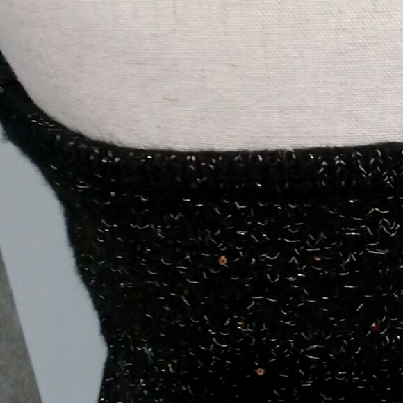 Express metallic tube top cropped sweater, black and gold size Extra Large NWT - Picture 2 of 7